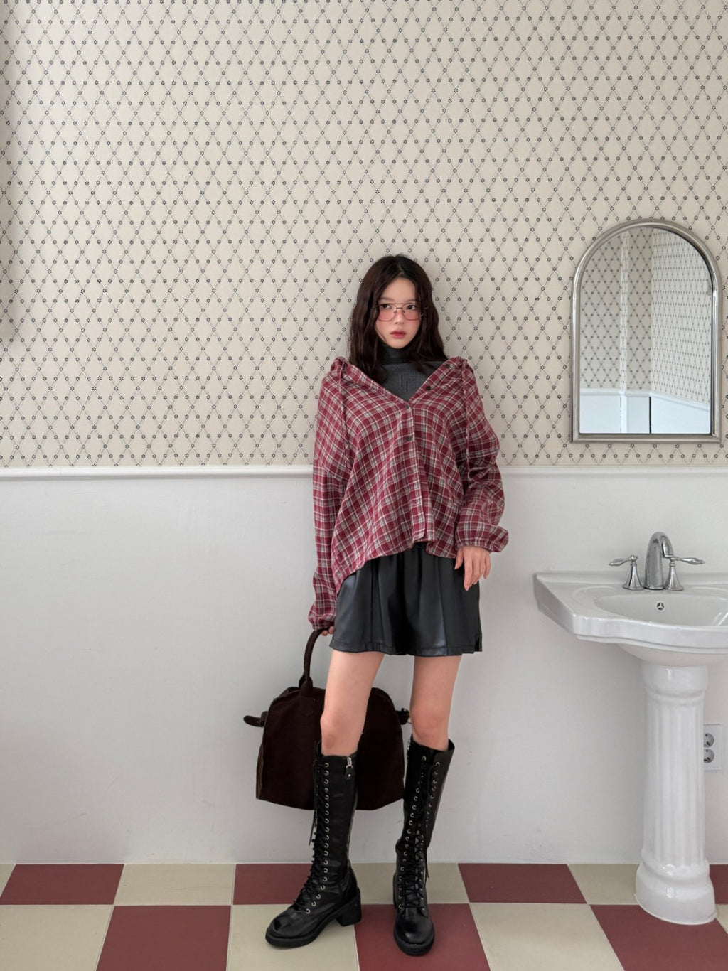 Winter Brushed Check Hooded Shirt Relaxed fit