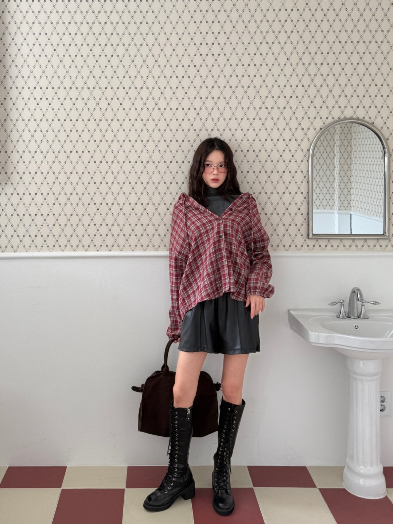 Winter Brushed Check Hooded Shirt Relaxed fit