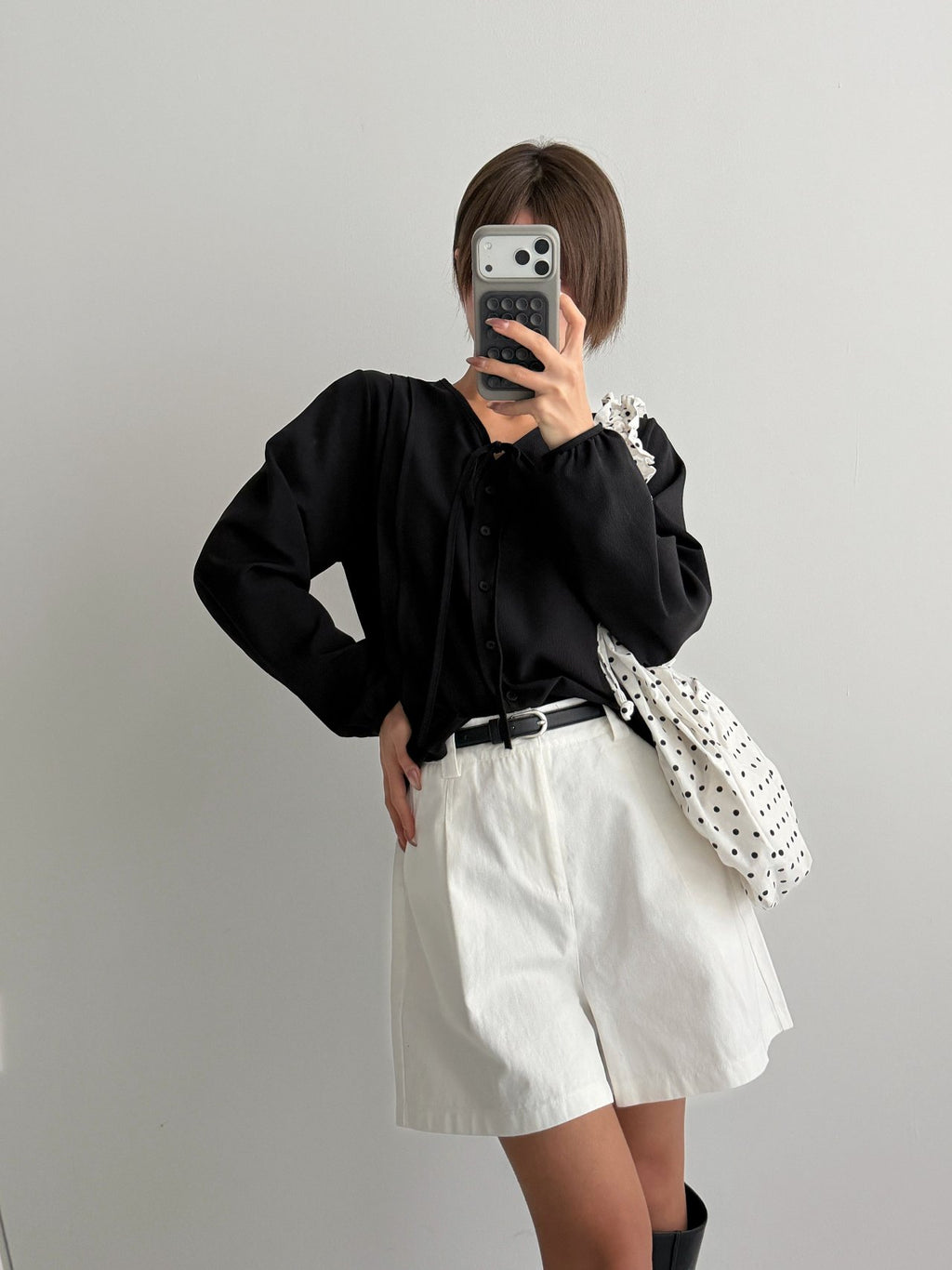 Soft Ribbon Pintuck Blouse Made in Korea