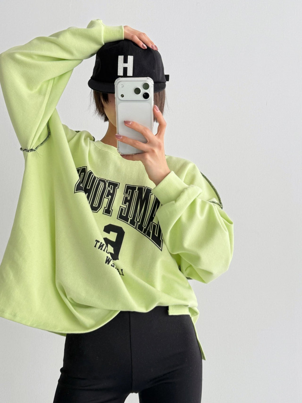 Lime Forge Oversized Cotton Slit Sweatshirt - Luckyplanetusa