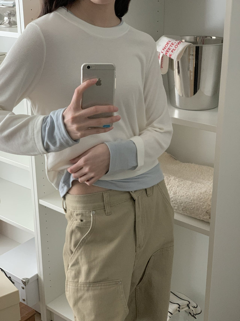 Layered Soft Rib Long Sleeve Tee - Luckyplanetusa