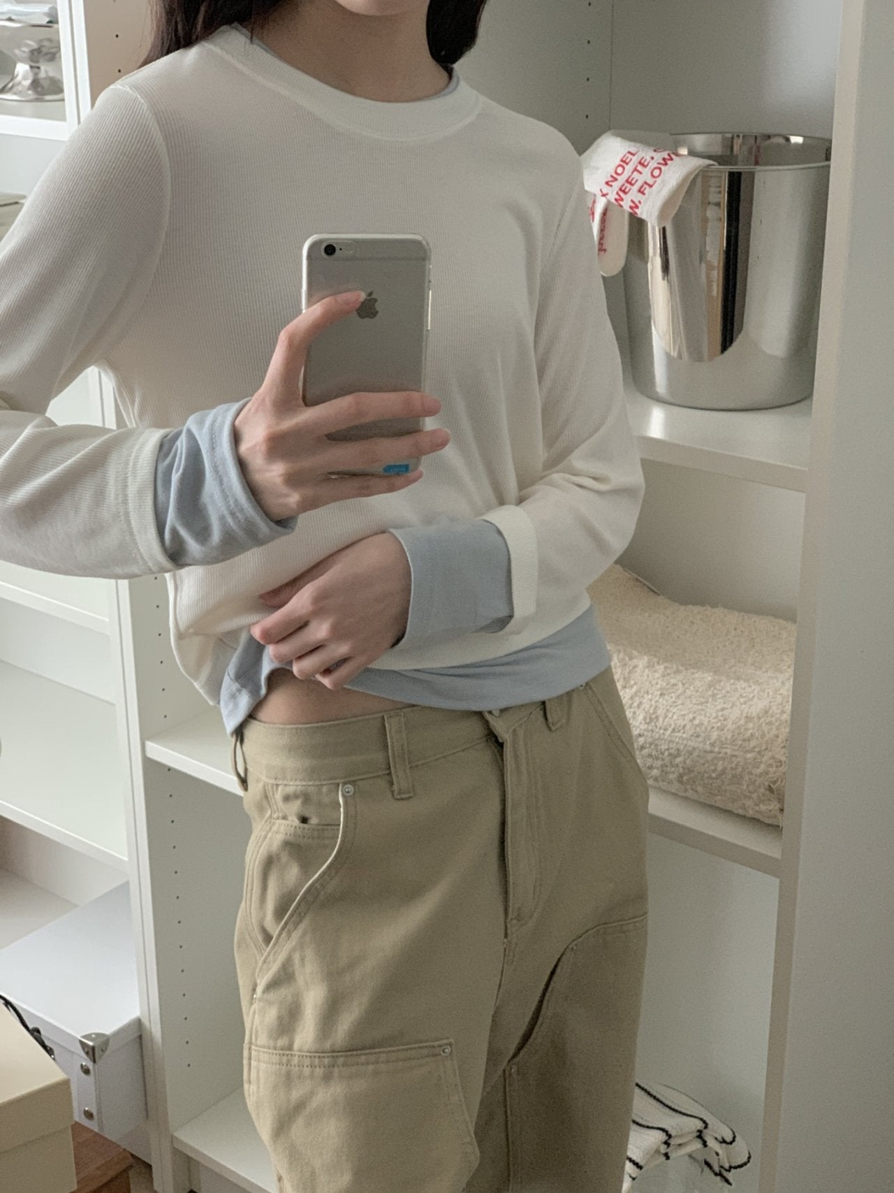 Layered Soft Rib Long Sleeve Tee - Luckyplanetusa