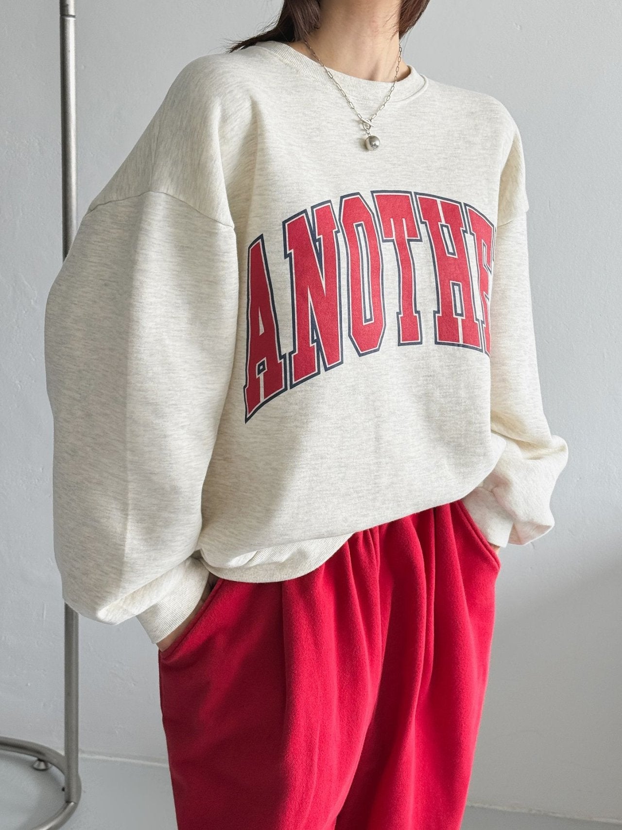 ANOTHER Varsity Puff-Sleeve Sweatshirt