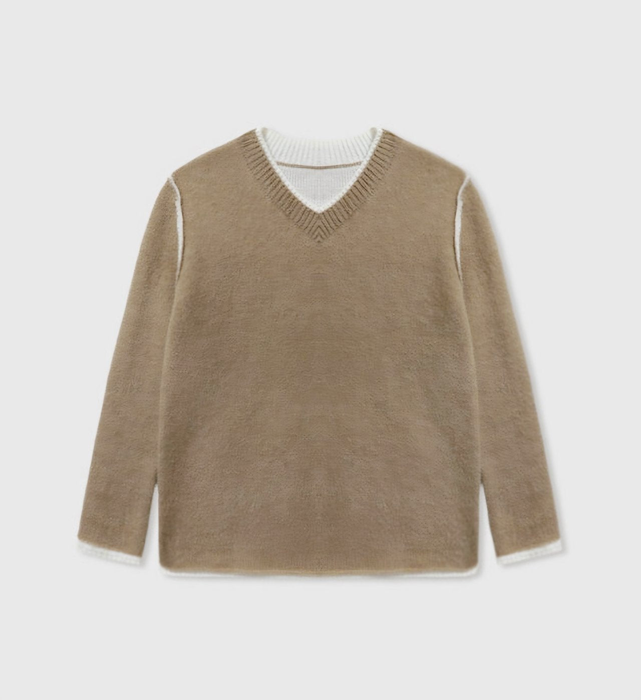 Even Layered V-Neck Knit Sweater Alpaca Wool Blend Made in Korea