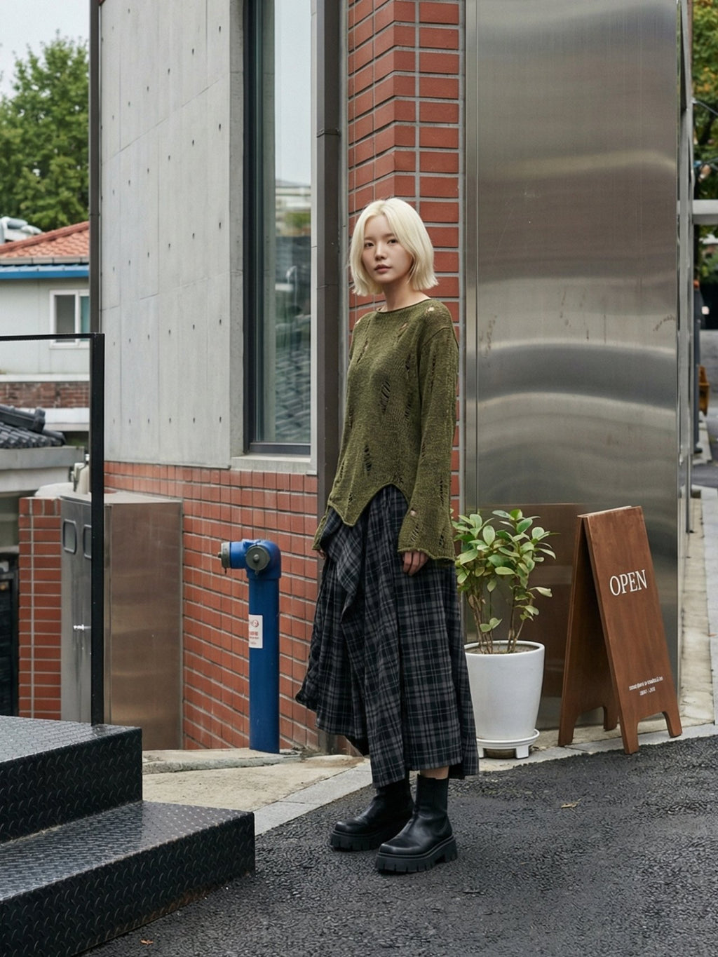 Urban Moss Distressed Knit Pullover