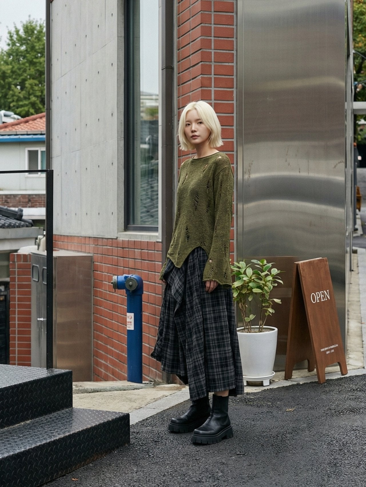 Urban Moss Distressed Knit Pullover