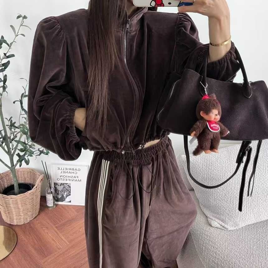Velour Track Puff Zip-Up Set