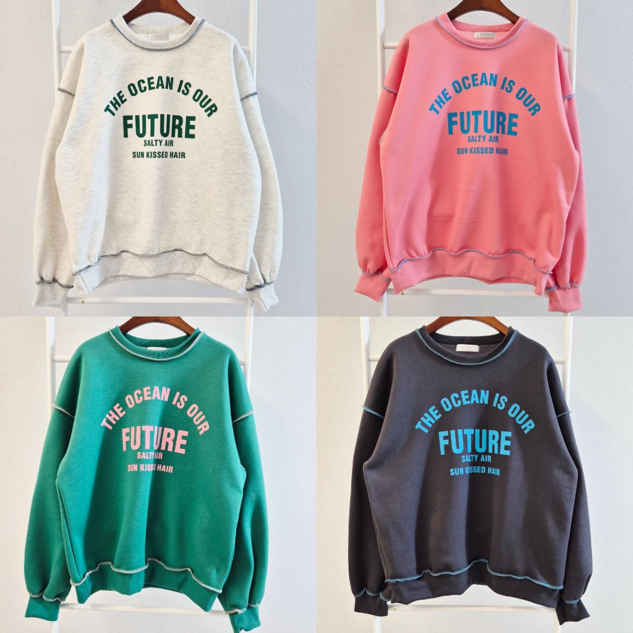 Ocean Future Raw-Seam Oversized Sweatshirt Made in Korea