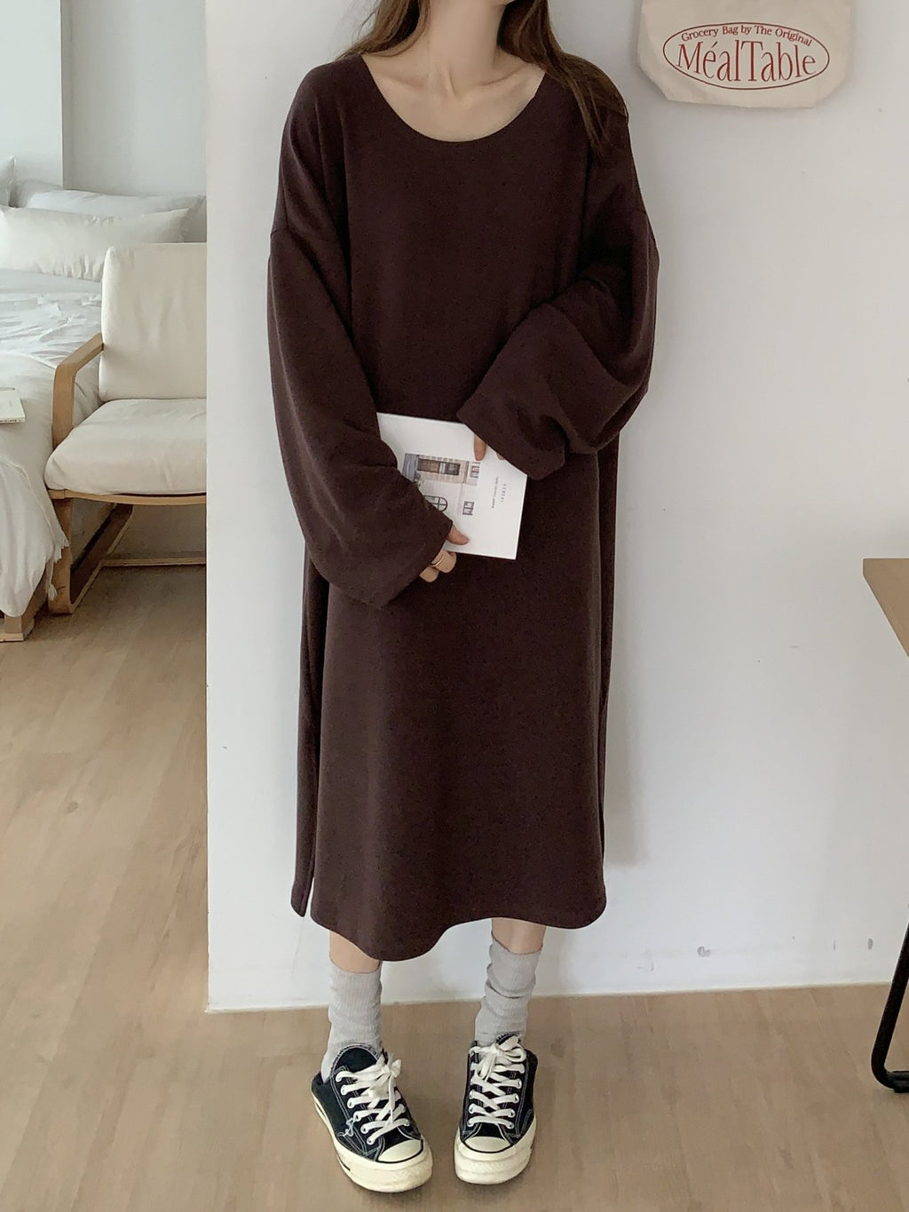 Soft Cozy U-Neck Oversized Lounge Dress