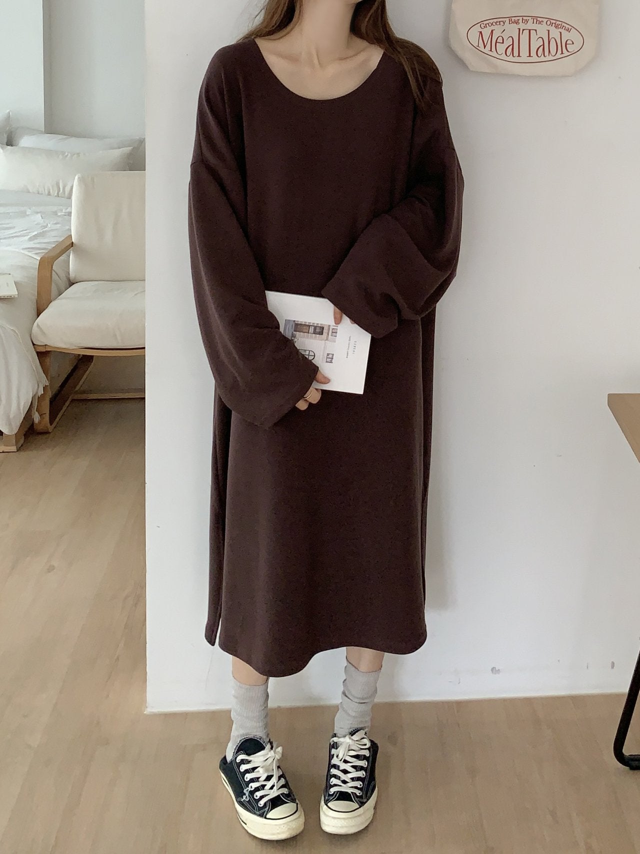 Soft Cozy U-Neck Oversized Lounge Dress