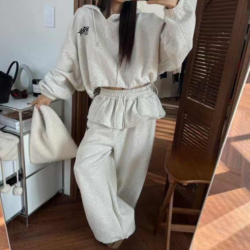 Cozy Layer Ruffle Hoodie Set