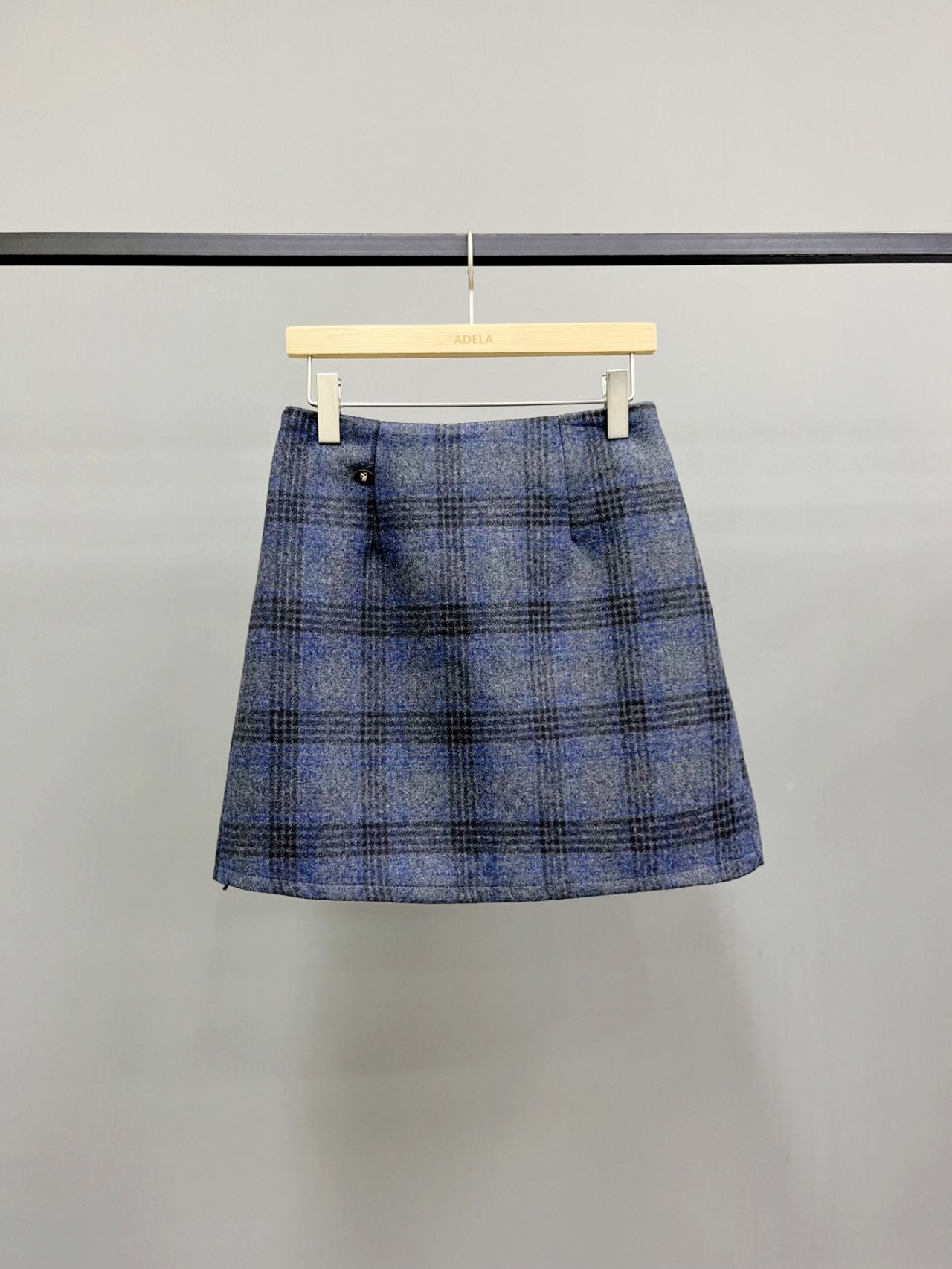 Bomi Patch Plaid Wool Skirt