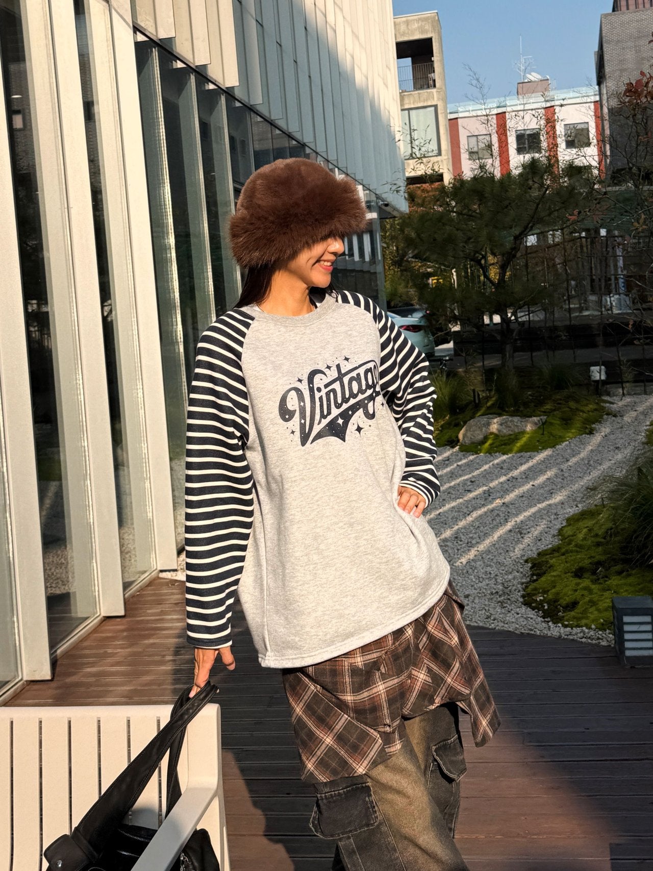 Vintage Stripe Raglan Sweatshirt