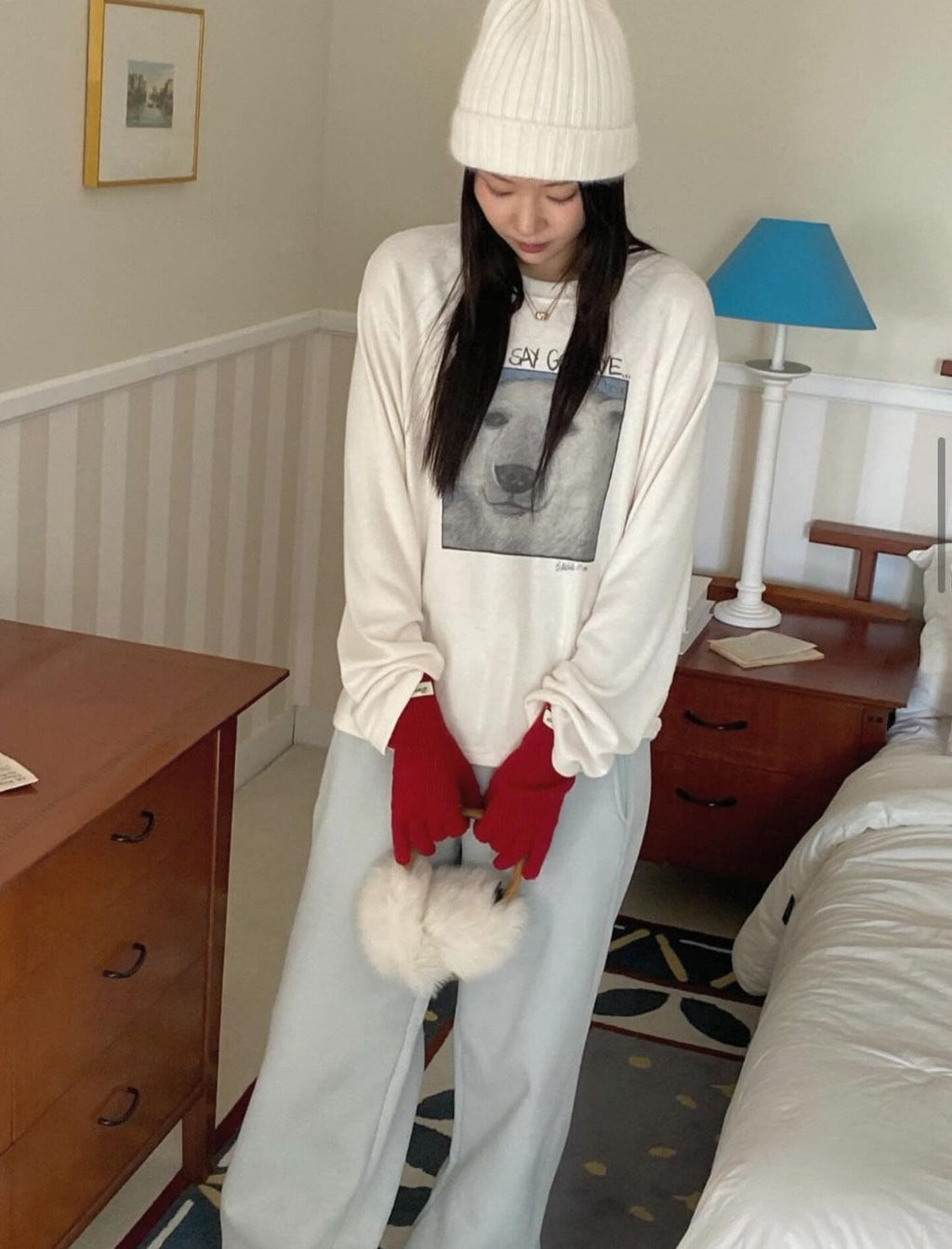 Polar Bear Cozy Fleece Long Sleeve Tee