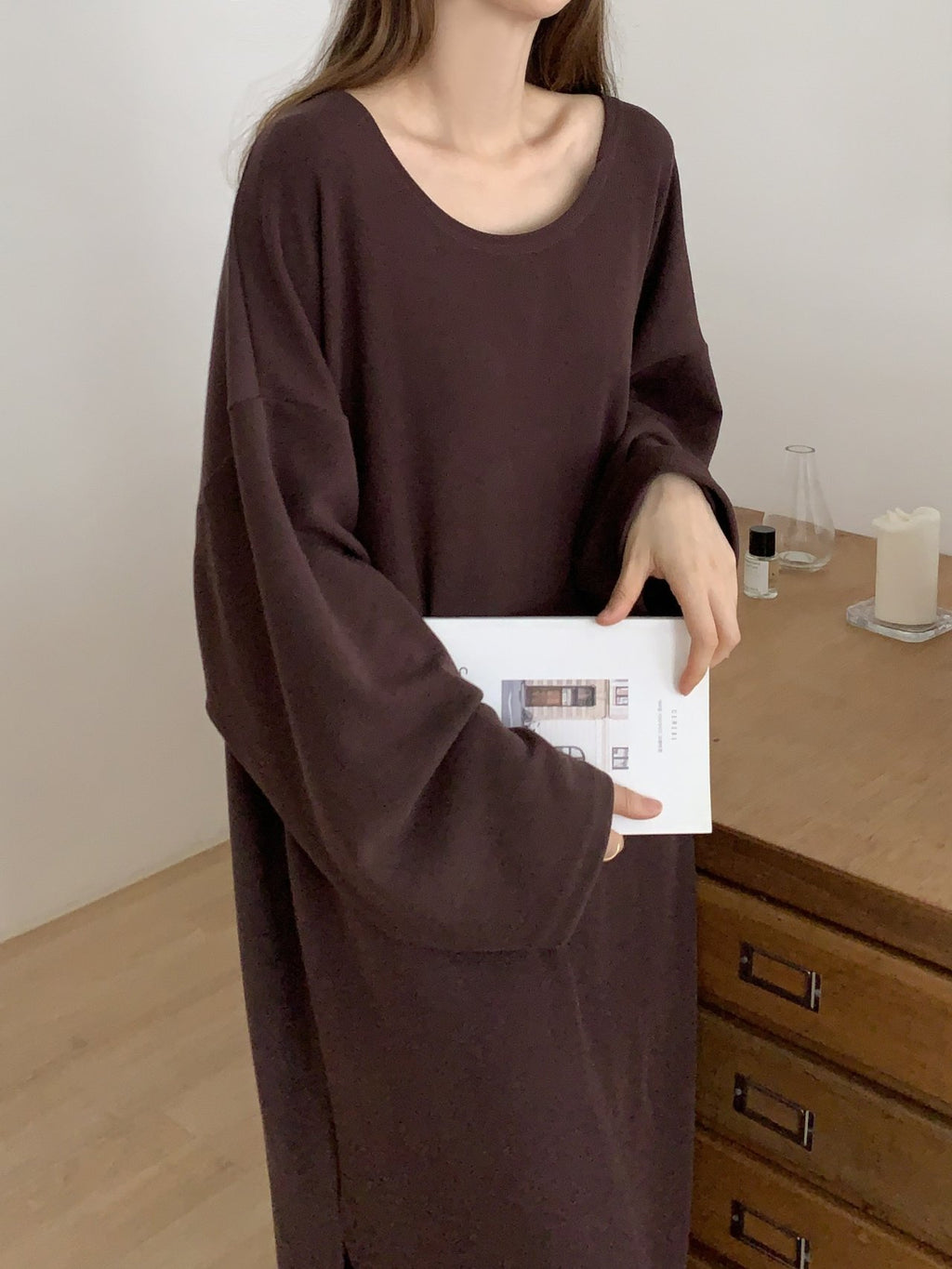 Soft Cozy U-Neck Oversized Lounge Dress