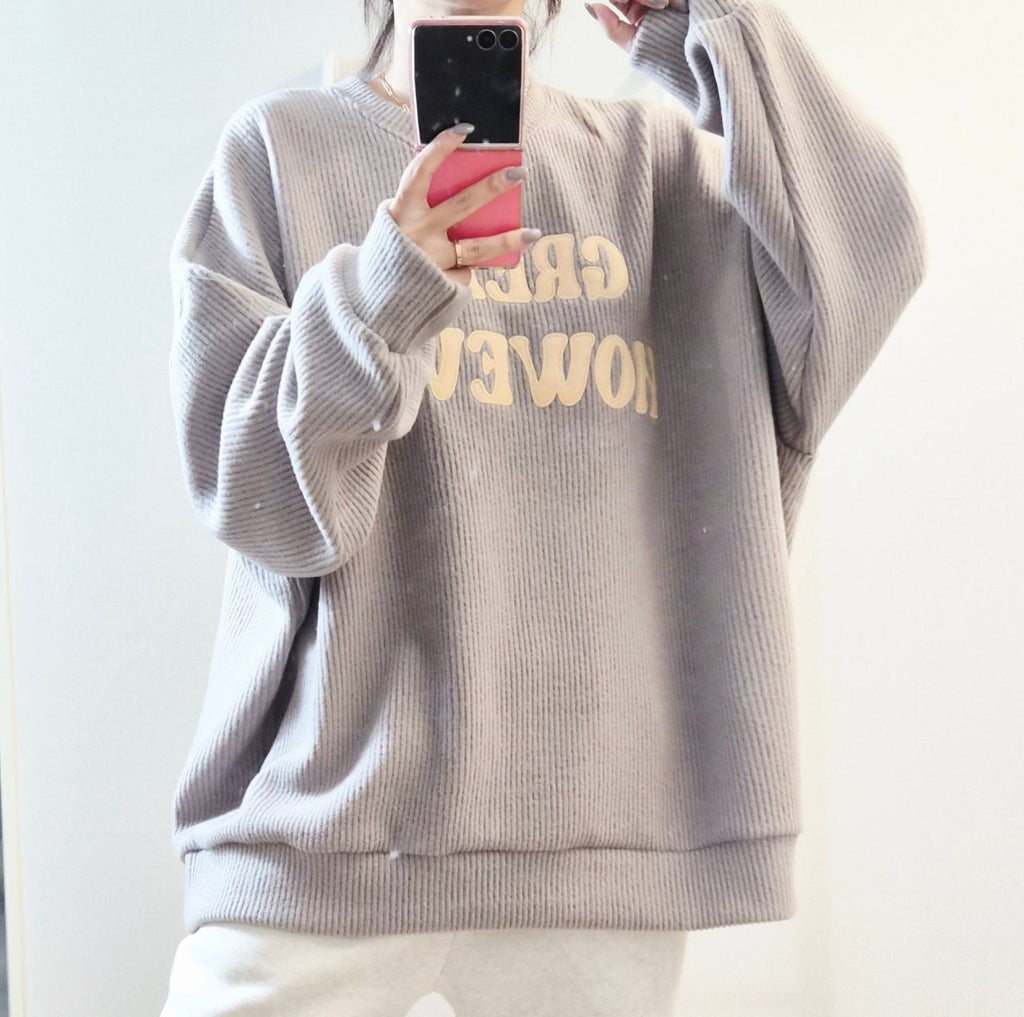 Great However Oversized Ribbed Sweatshirt – Made in Korea