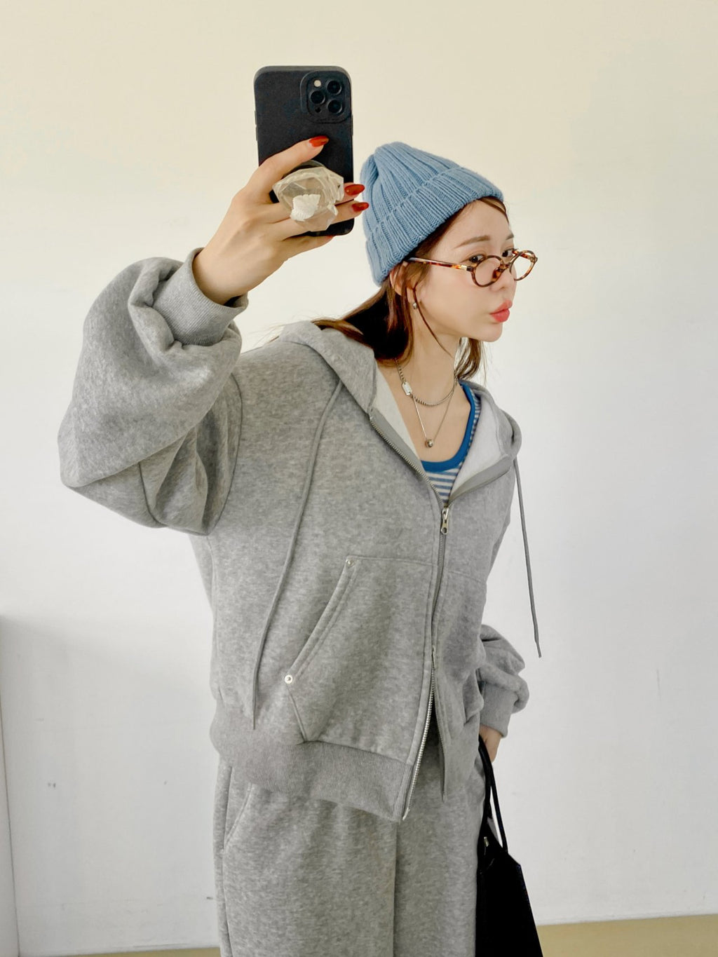 Soft Fleece-Lined Stripe Crop Tank – Made in Korea