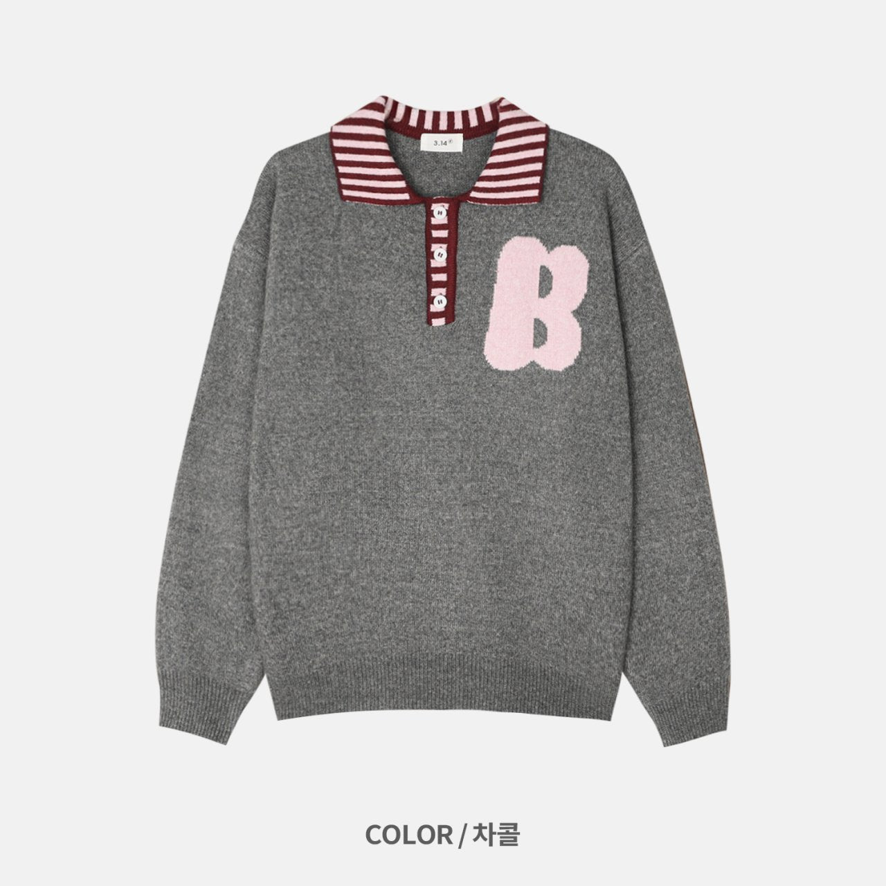 B-Point Cash Intarsia Collar Knit Made in Korea