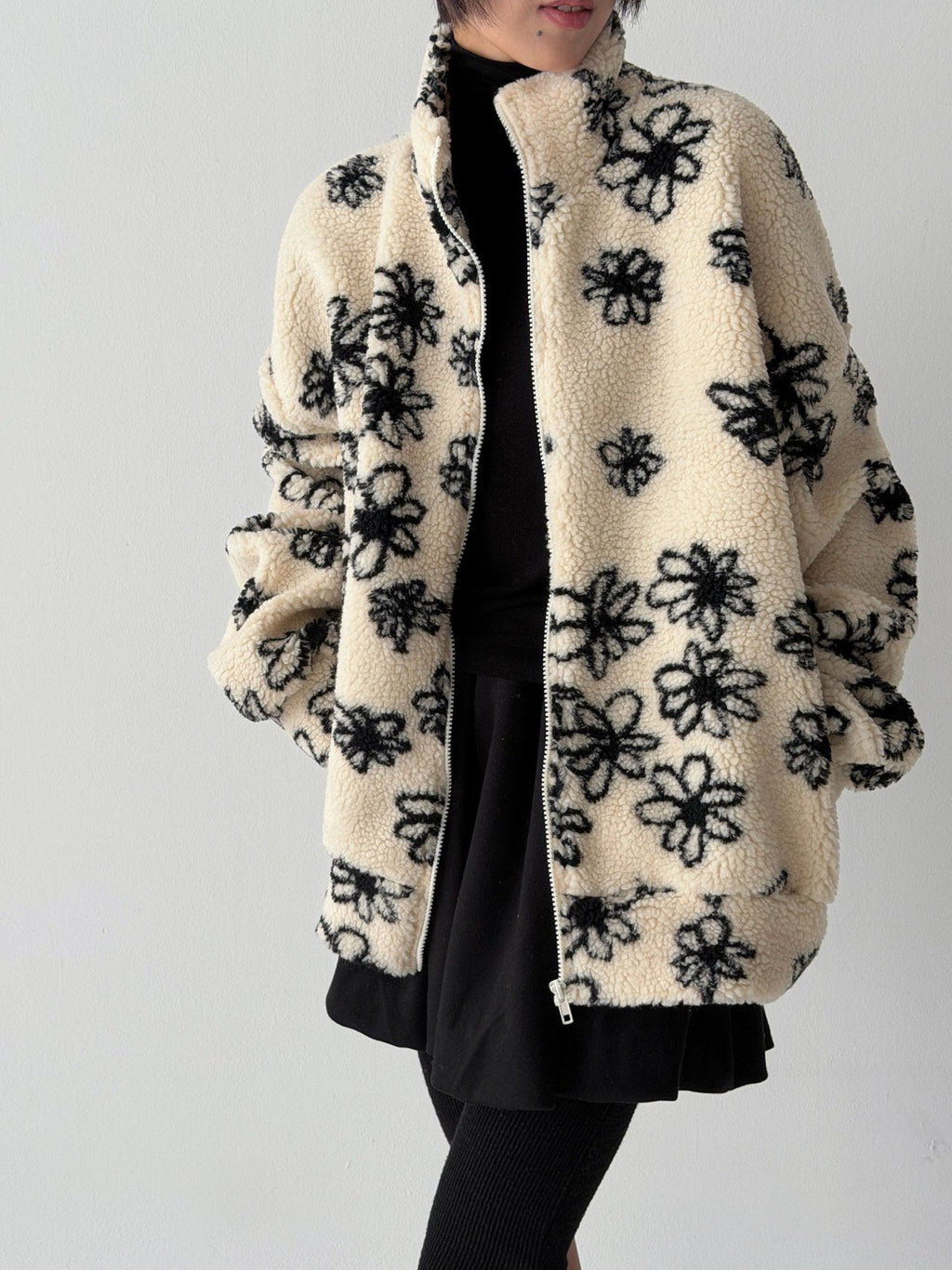 Fluffy Blossom Fleece Half-Zip Jacket