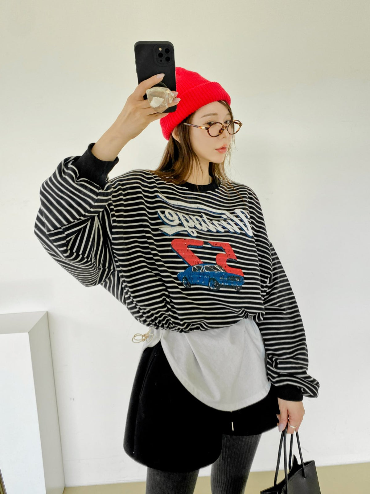 Vintage 52 Striped Drawstring Sweatshirt – Made in Korea - Luckyplanetusa