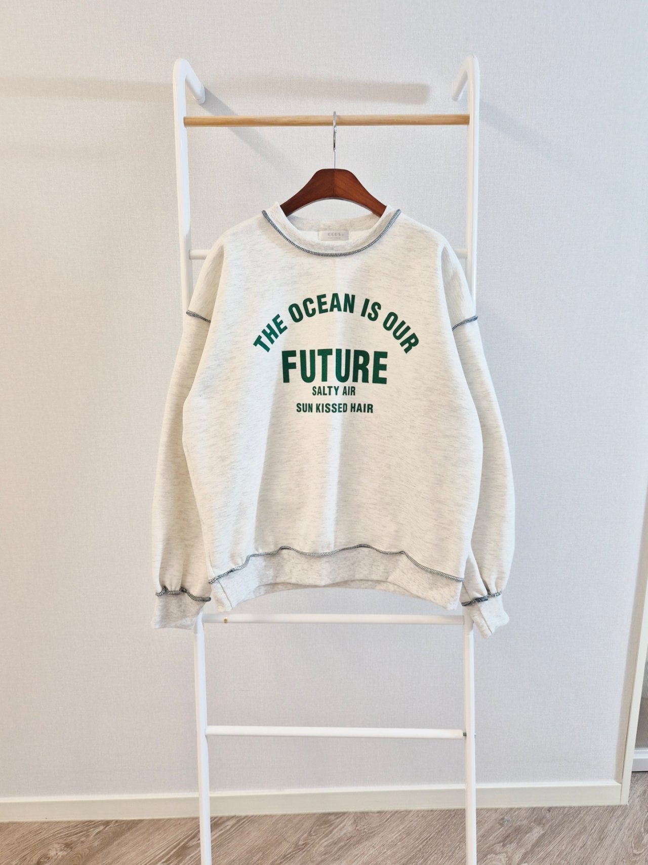 Ocean Future Raw-Seam Oversized Sweatshirt Made in Korea