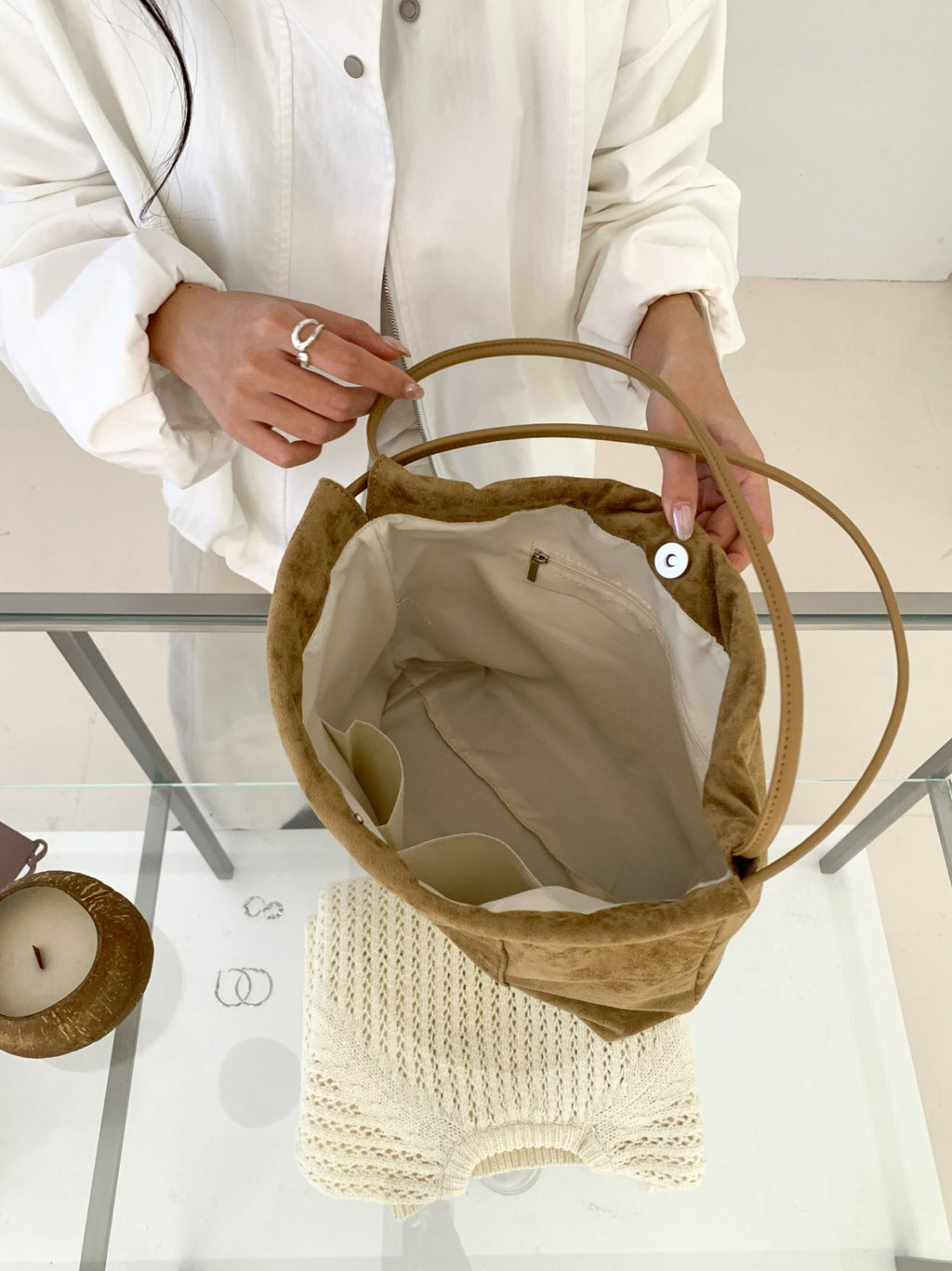Stella Soft Suede Gather Bucket Bag
