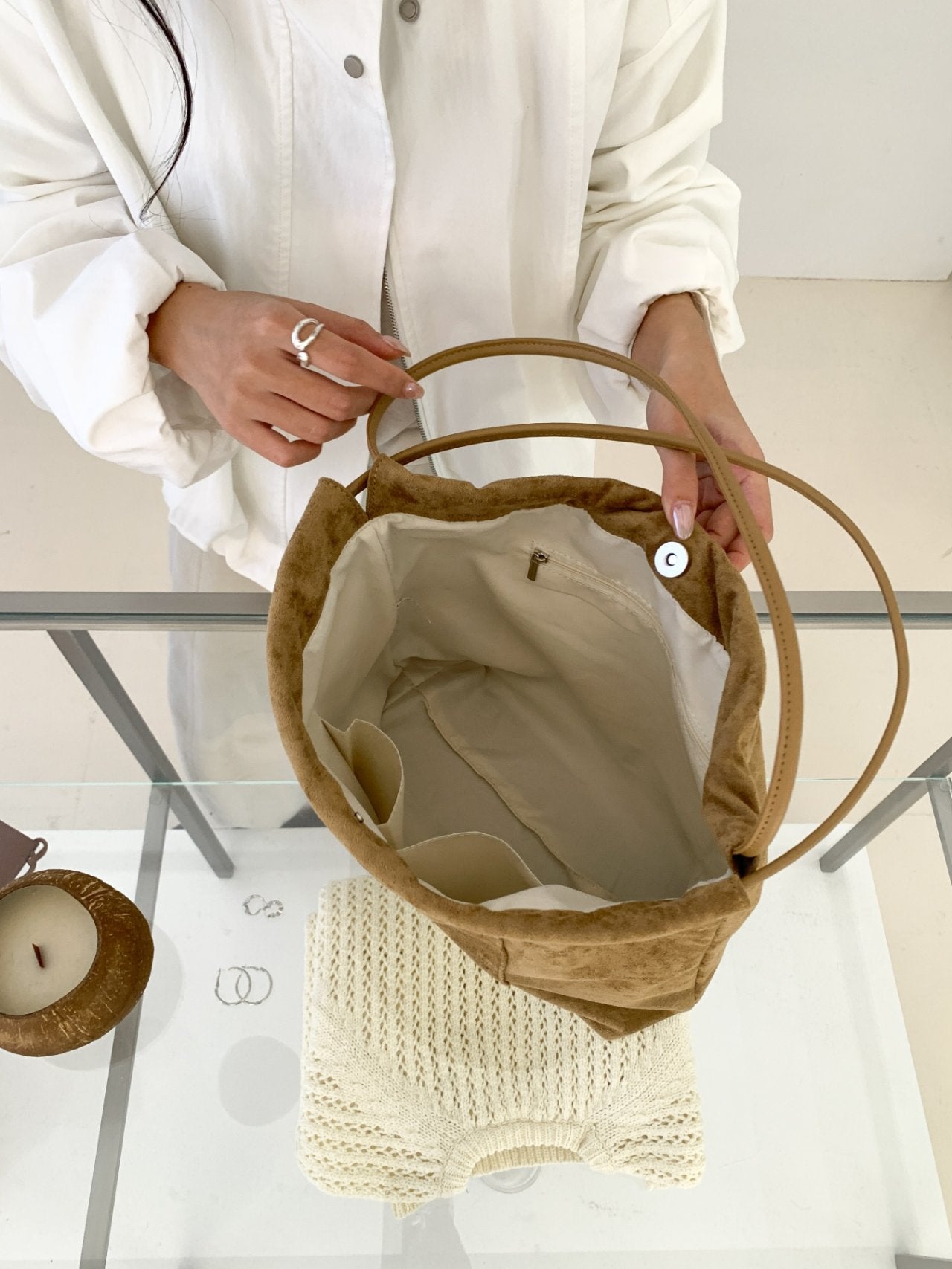 Stella Soft Suede Gather Bucket Bag