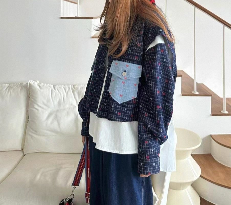 Heart Patch Denim Vest & Shirt Set - Luckyplanetusa