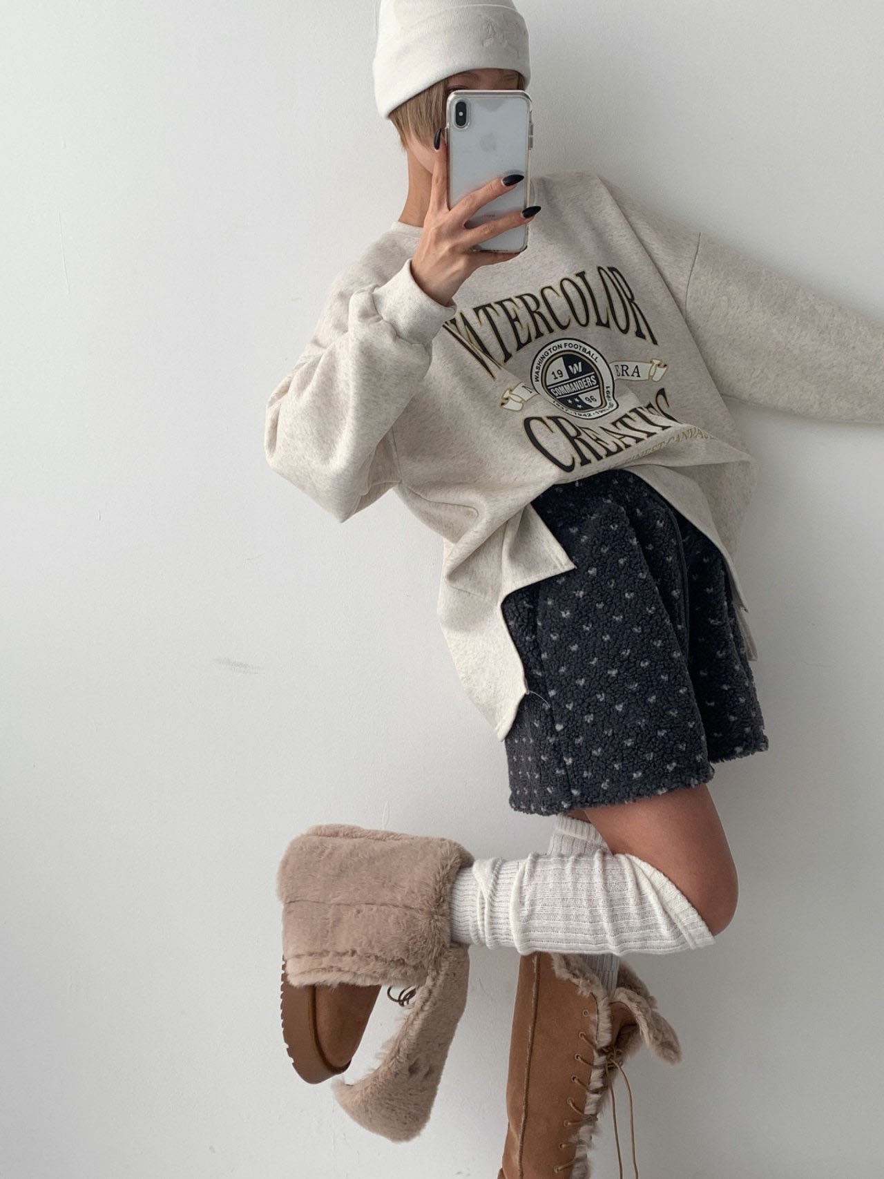 Watercolor Creatives Fleece-Lined Oversized Sweatshirt Vintage Collegiate Graphic Top - Luckyplanetusa