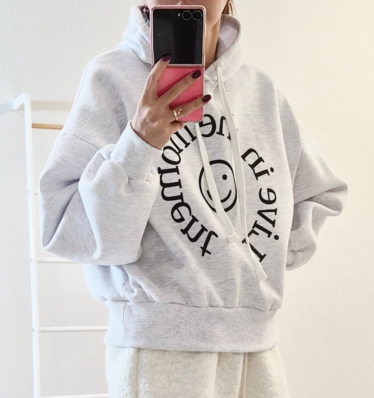 Live in the Moment Smiley Cropped Hoodie