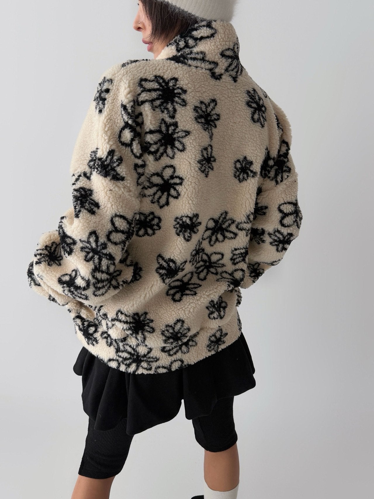 Fluffy Blossom Fleece Half-Zip Jacket