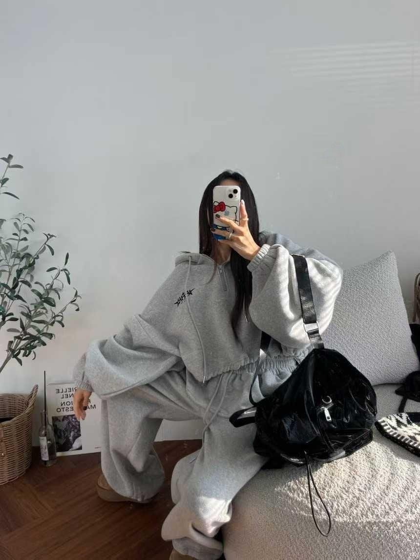 Cozy Layer Ruffle Hoodie Set