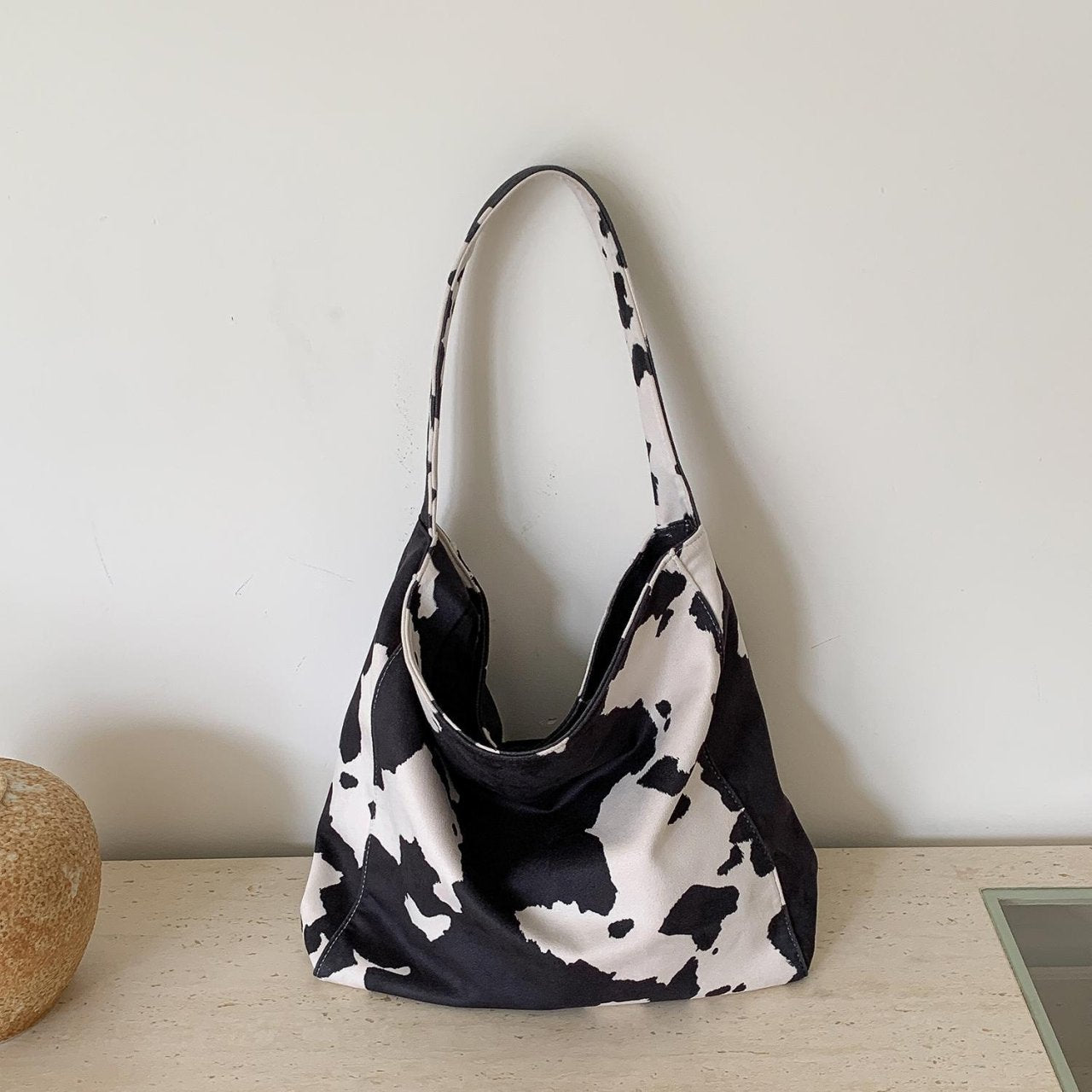Cow Suede Pattern Soft Shoulder Bag