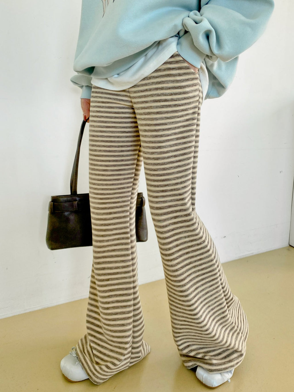 Soft Fleece Stripe Flare Pants