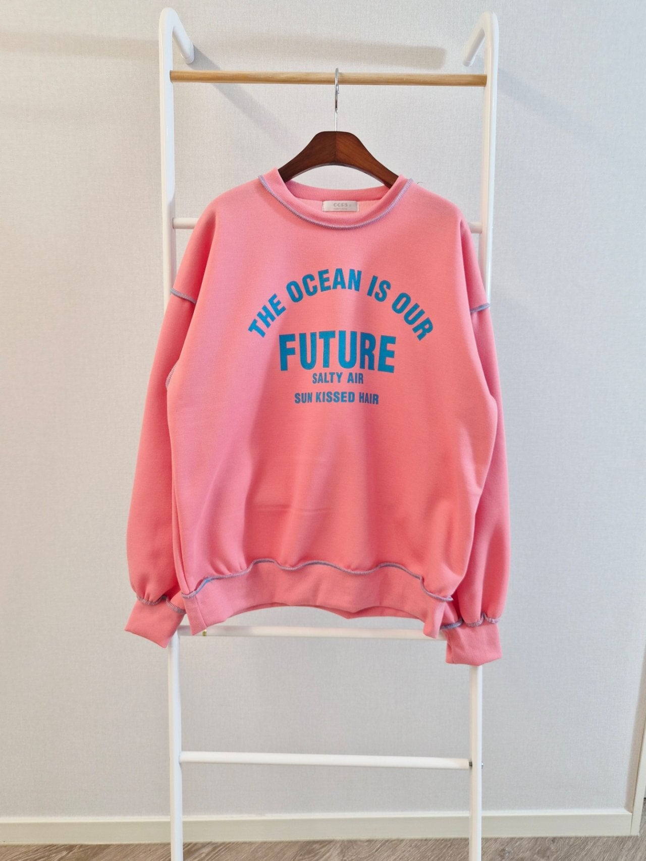 Ocean Future Raw-Seam Oversized Sweatshirt Made in Korea