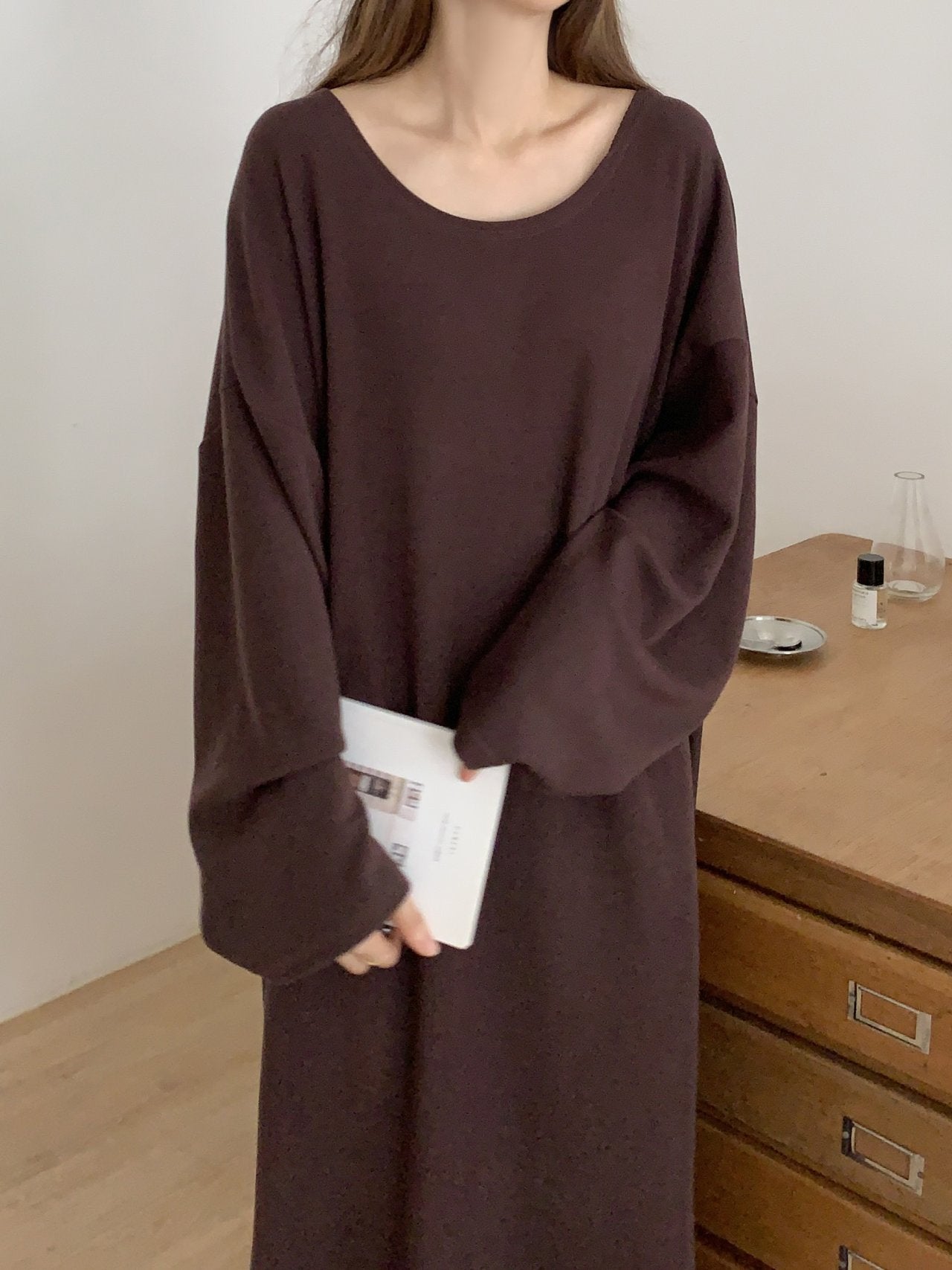 Soft Cozy U-Neck Oversized Lounge Dress