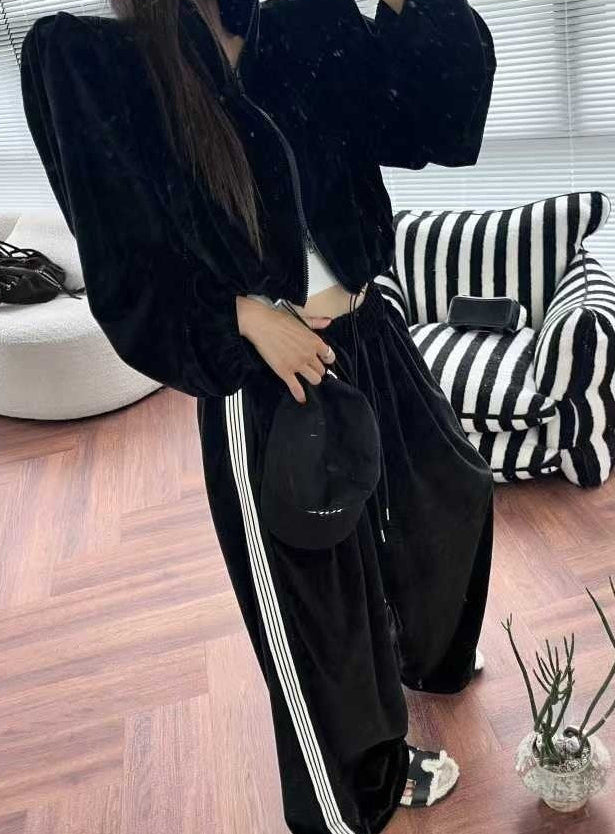 Velour Track Puff Zip-Up Set