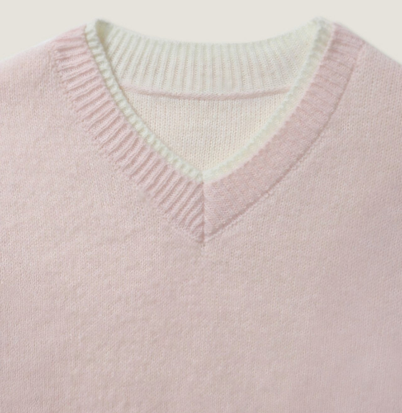 Even Layered V-Neck Knit Sweater Alpaca Wool Blend Made in Korea