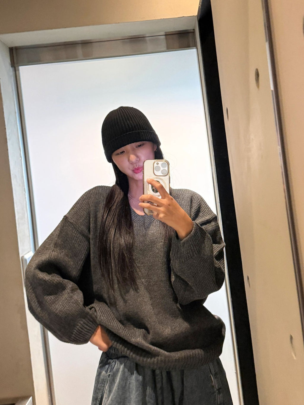 Soft Balance V-Neck Relaxed Knit Sweater Made in Korea