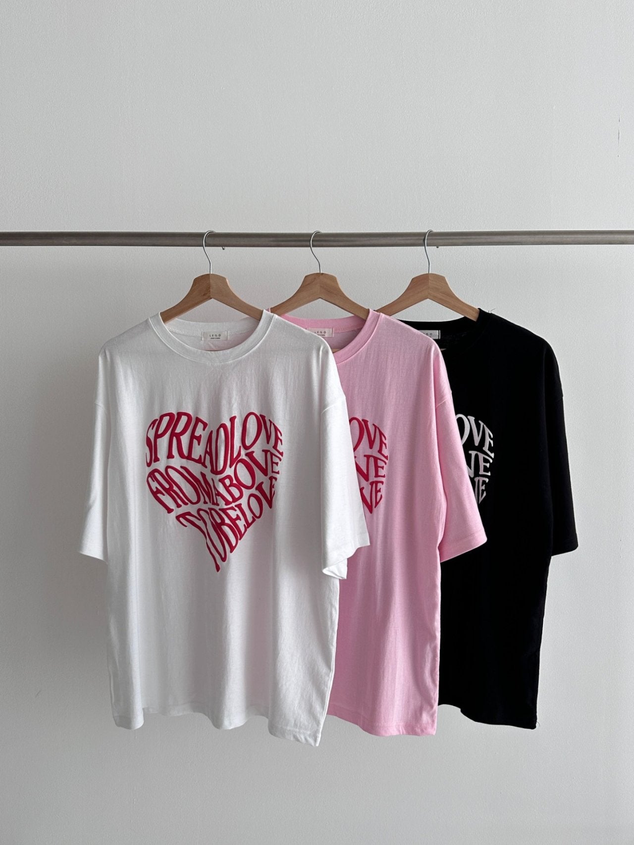 Spread Love Heart Graphic 100% Cotton Tee Made in Korea - Luckyplanetusa