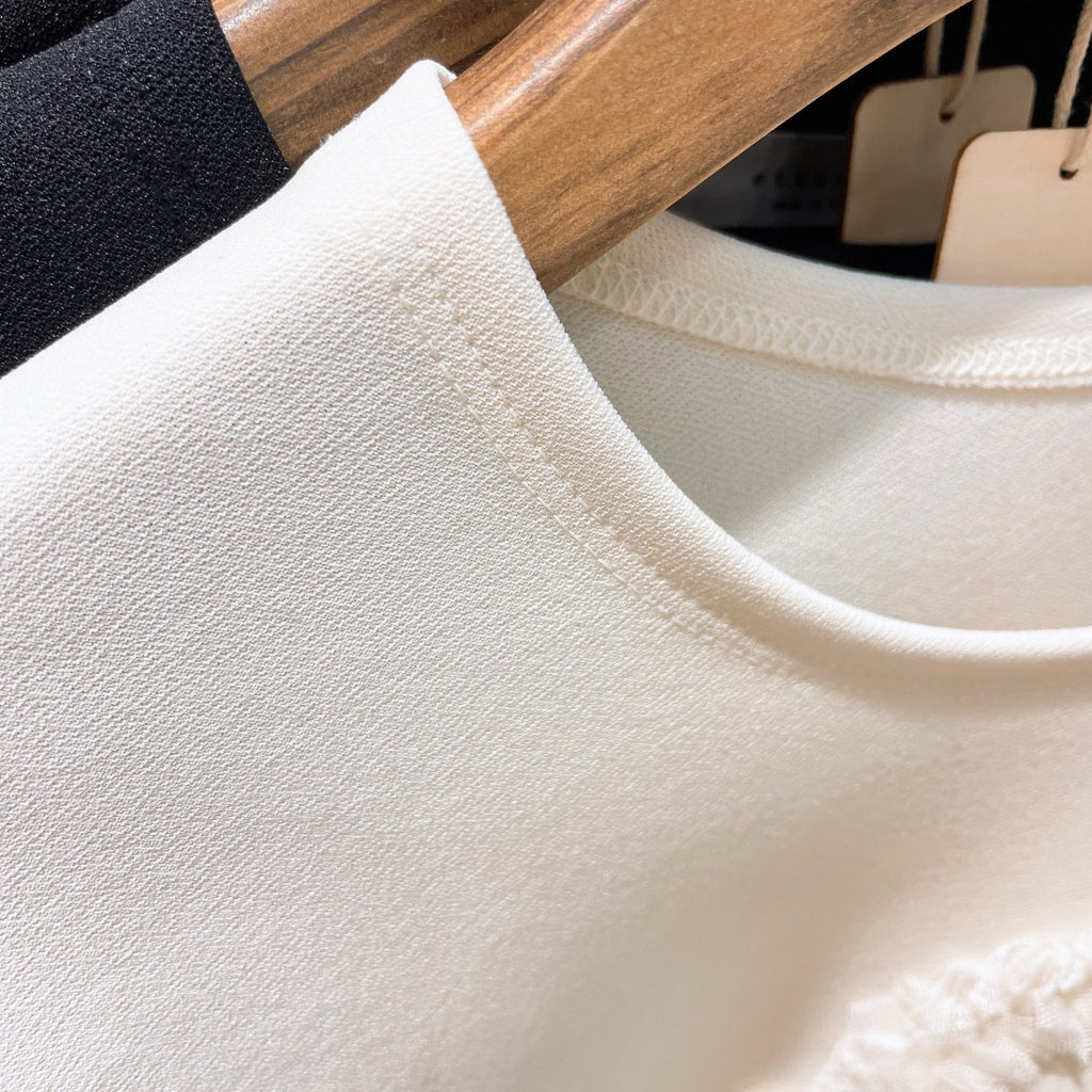 Ruffle Heart Appliqué Stretch Top (Made in Korea)