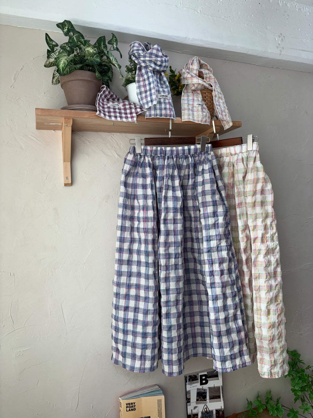 Soft Gingham Check Cotton Volume Skirt Made in Korea - Luckyplanetusa