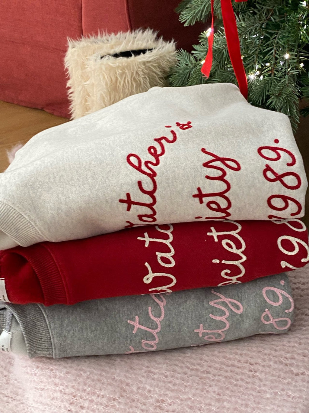 Girl Watcher Society Embroidery Cozy Brushed Fleece Sweatshirt Made in Korea