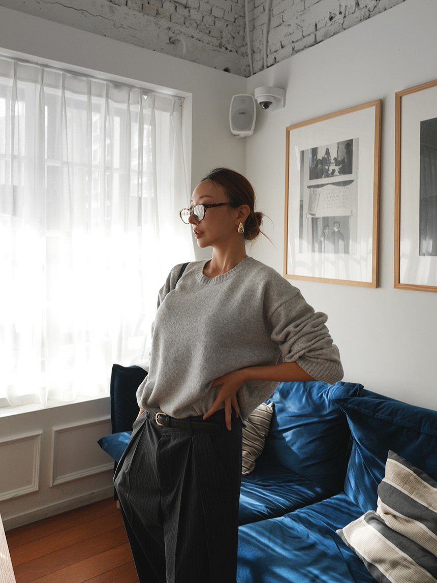 Soft Cashmere Blend Washable Knit Sweater Made in Korea