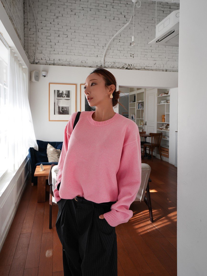 Soft Cashmere Blend Washable Knit Sweater Made in Korea