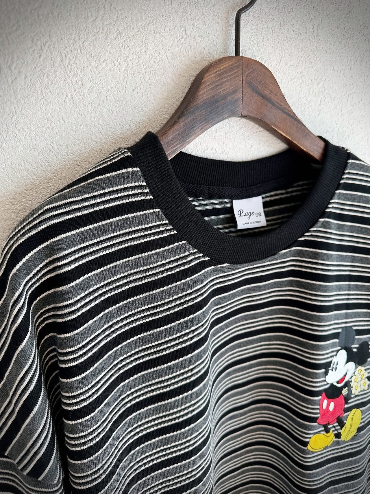 Disney Mickey Striped Oversized Long Sleeve Tee – Made in Korea