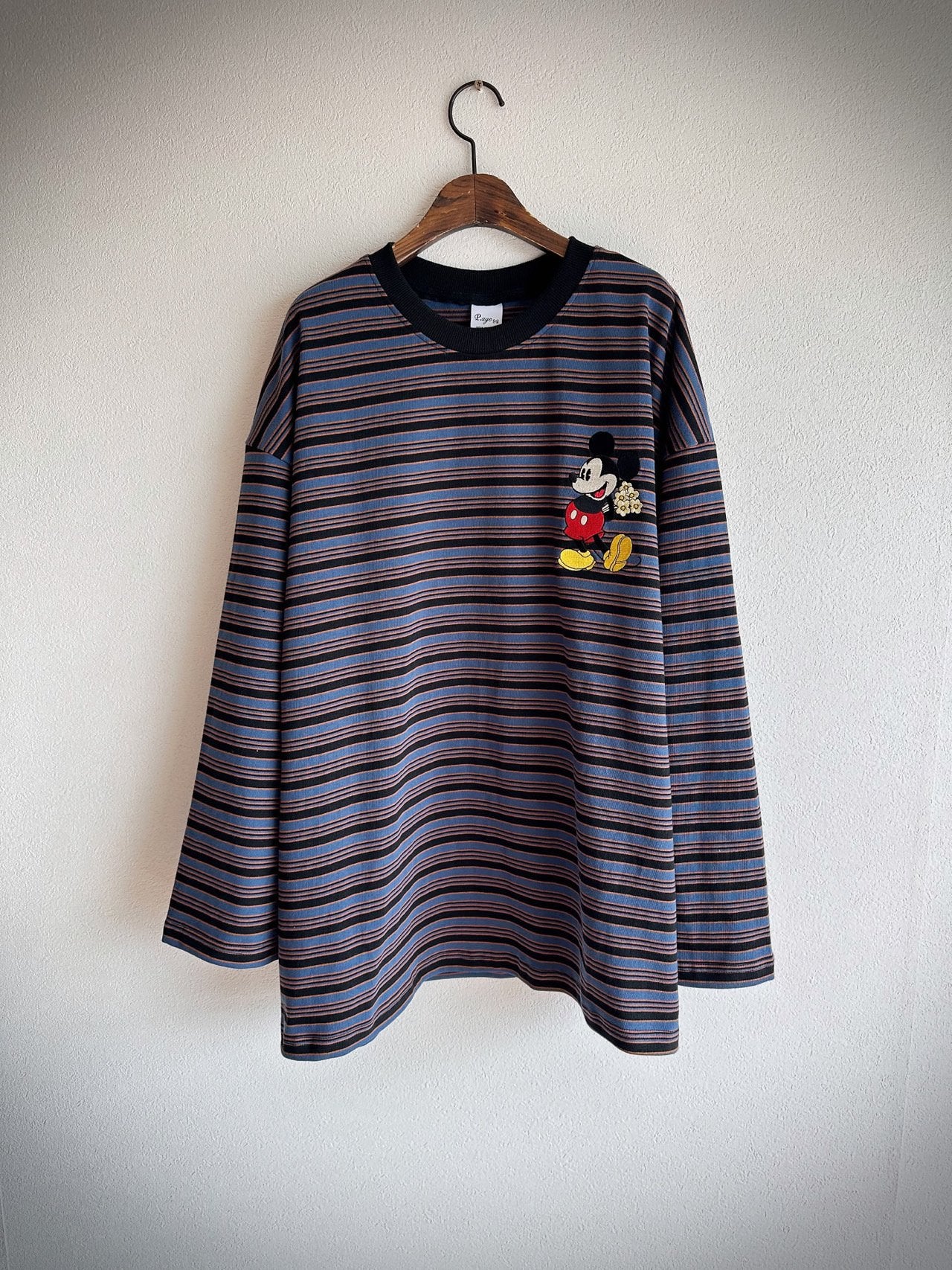 Disney Mickey Striped Oversized Long Sleeve Tee – Made in Korea