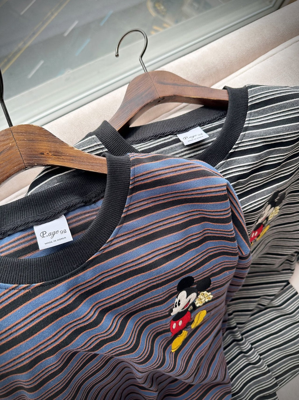 Disney Mickey Striped Oversized Long Sleeve Tee – Made in Korea