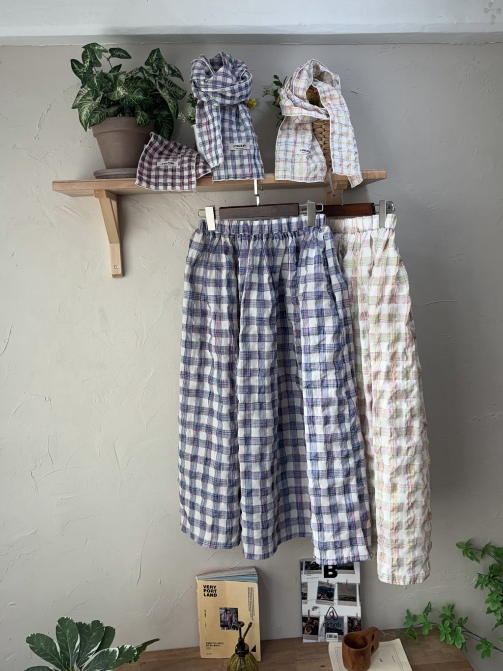 Soft Gingham Check Cotton Volume Skirt Made in Korea - Luckyplanetusa