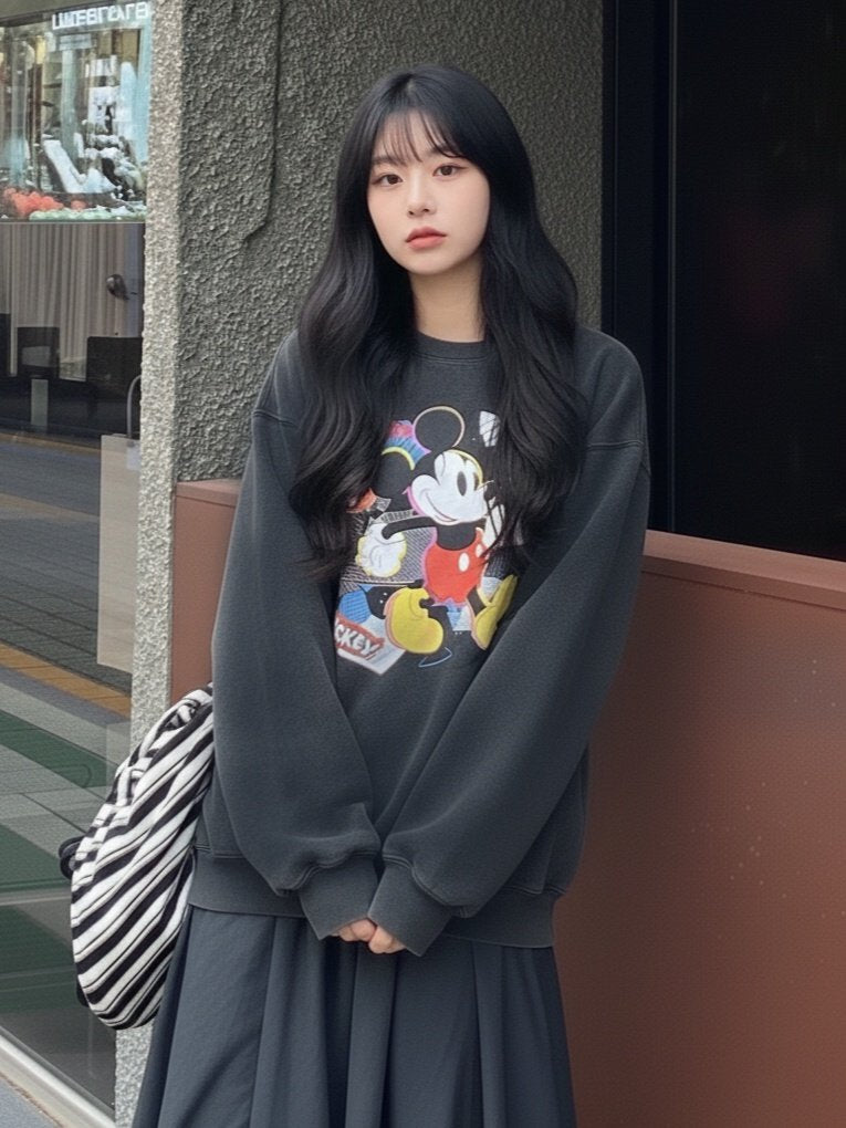 Mickey Retro Velvet-Wash Crewneck